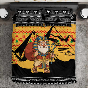 Egypt Christmas Bedding Set Pharaoh Santa Pyramids Eye of Horus and Ancient Egyptian - African Pride
