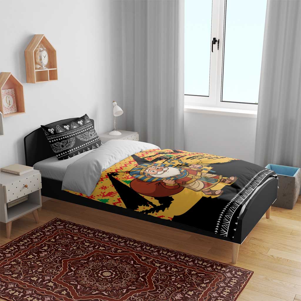 Egypt Christmas Bedding Set Pharaoh Santa Pyramids Eye of Horus and Ancient Egyptian - African Pride