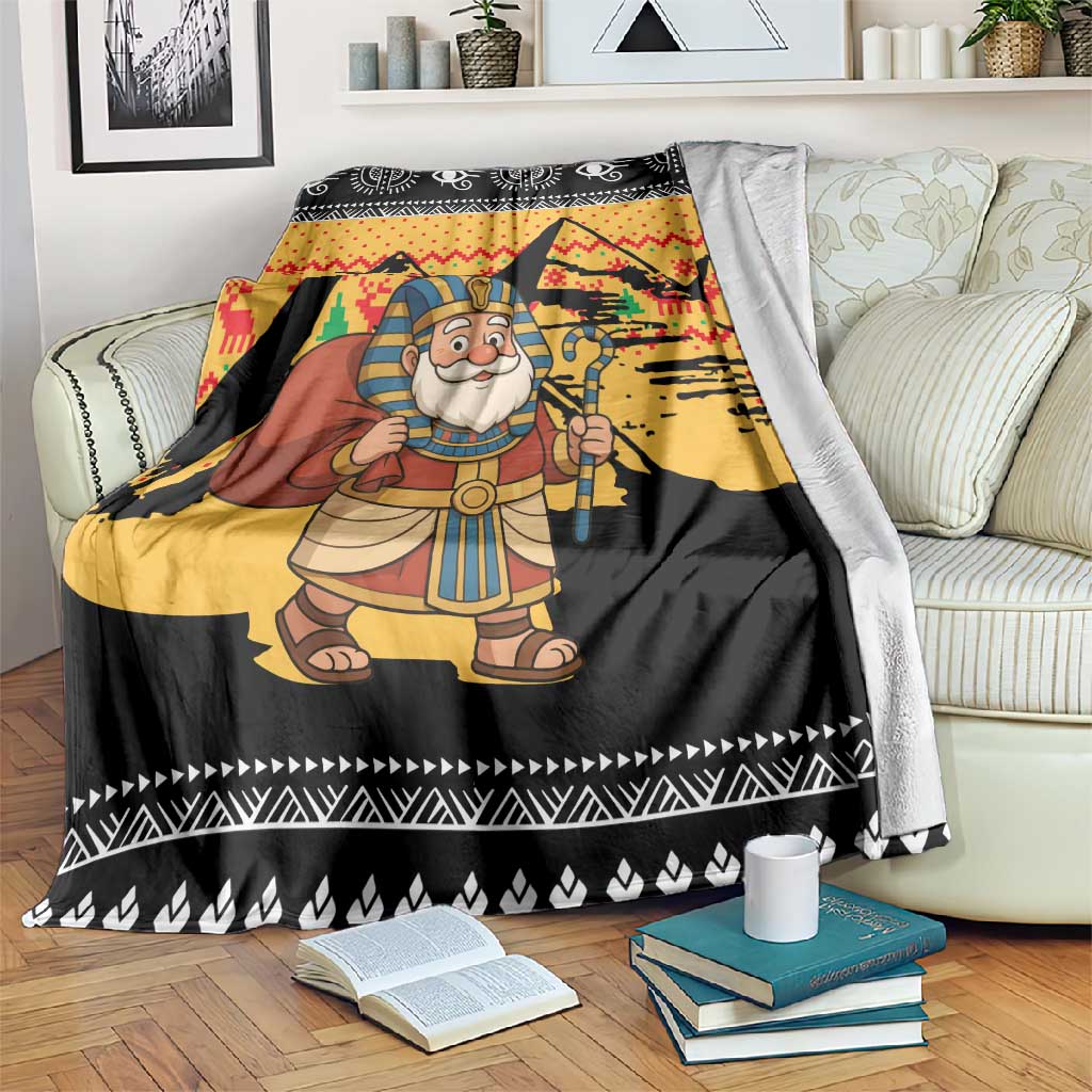 Egypt Christmas Blanket Pharaoh Santa Pyramids Eye of Horus and Ancient Egyptian - African Pride