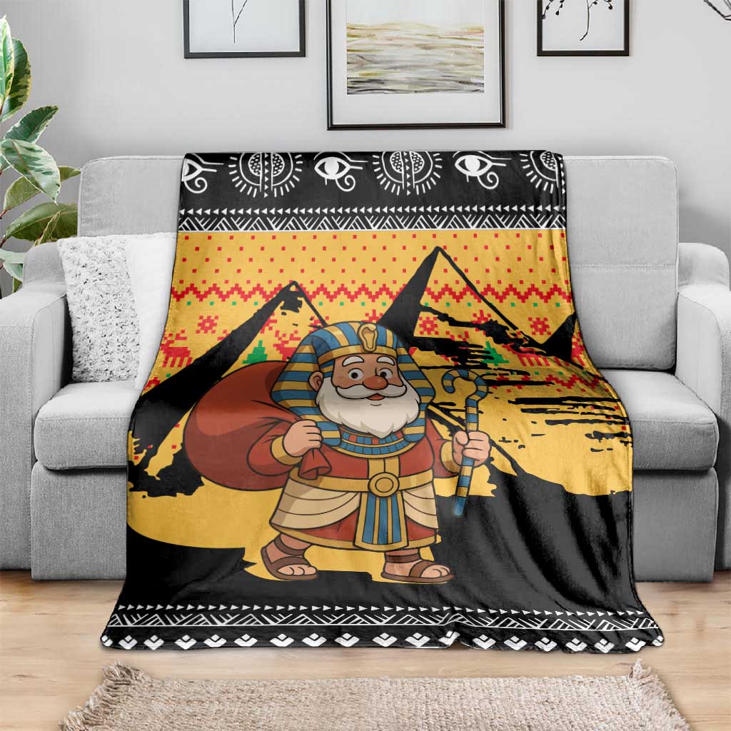 Egypt Christmas Blanket Pharaoh Santa Pyramids Eye of Horus and Ancient Egyptian - African Pride