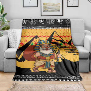 Egypt Christmas Blanket Pharaoh Santa Pyramids Eye of Horus and Ancient Egyptian - African Pride