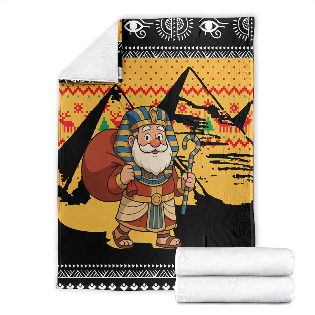 Egypt Christmas Blanket Pharaoh Santa Pyramids Eye of Horus and Ancient Egyptian - African Pride