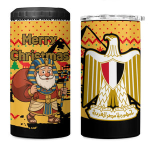 Egypt Christmas 4 in 1 Can Cooler Tumbler Pharaoh Santa Pyramids Eye of Horus and Ancient Egyptian - African Pride