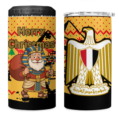 Egypt Christmas 4 in 1 Can Cooler Tumbler Pharaoh Santa Pyramids Eye of Horus and Ancient Egyptian - African Pride