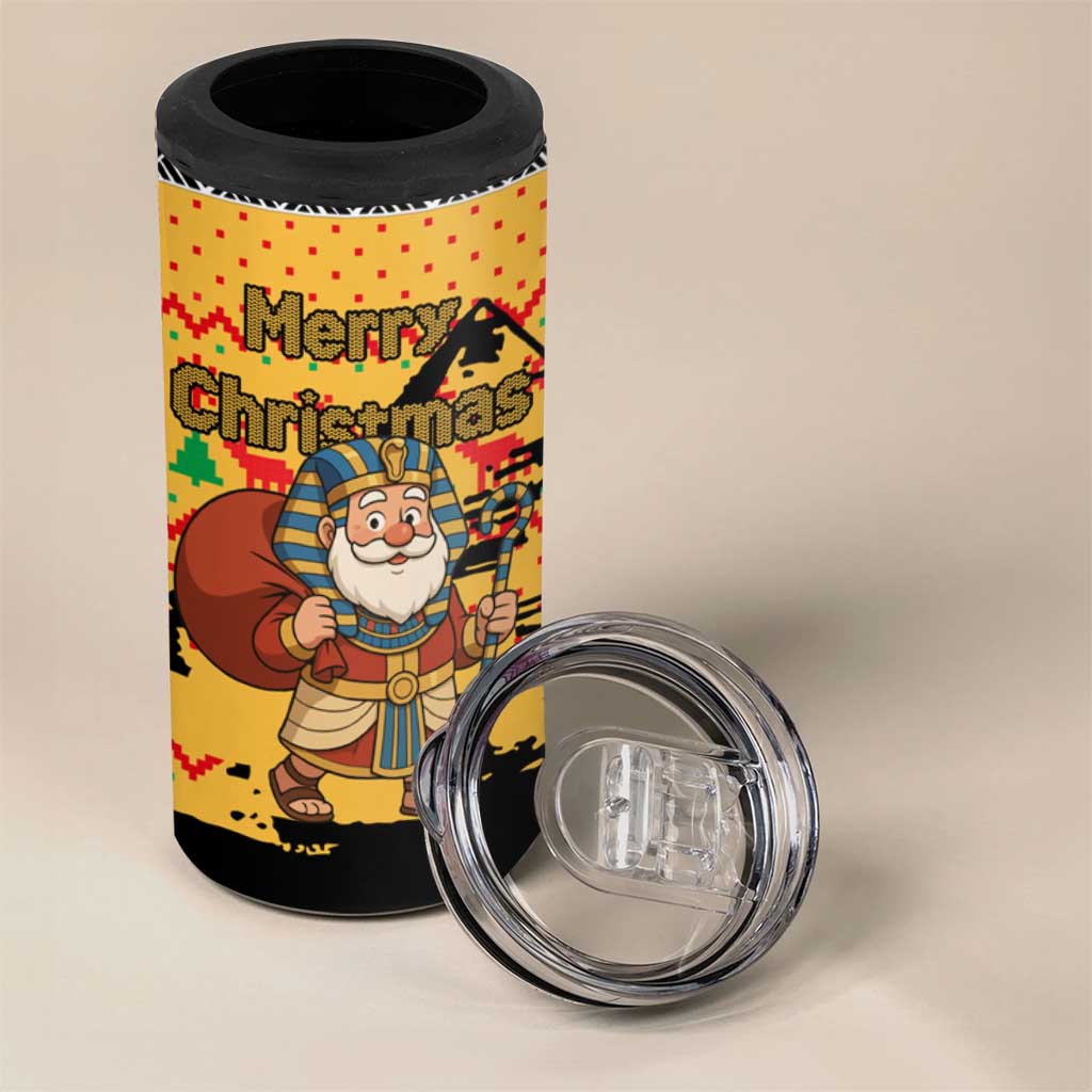 Egypt Christmas 4 in 1 Can Cooler Tumbler Pharaoh Santa Pyramids Eye of Horus and Ancient Egyptian - African Pride