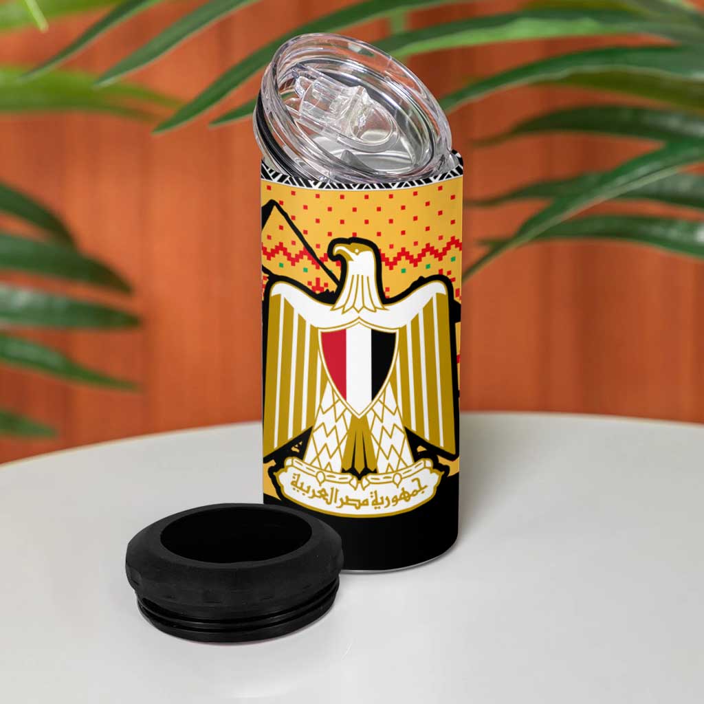 Egypt Christmas 4 in 1 Can Cooler Tumbler Pharaoh Santa Pyramids Eye of Horus and Ancient Egyptian - African Pride