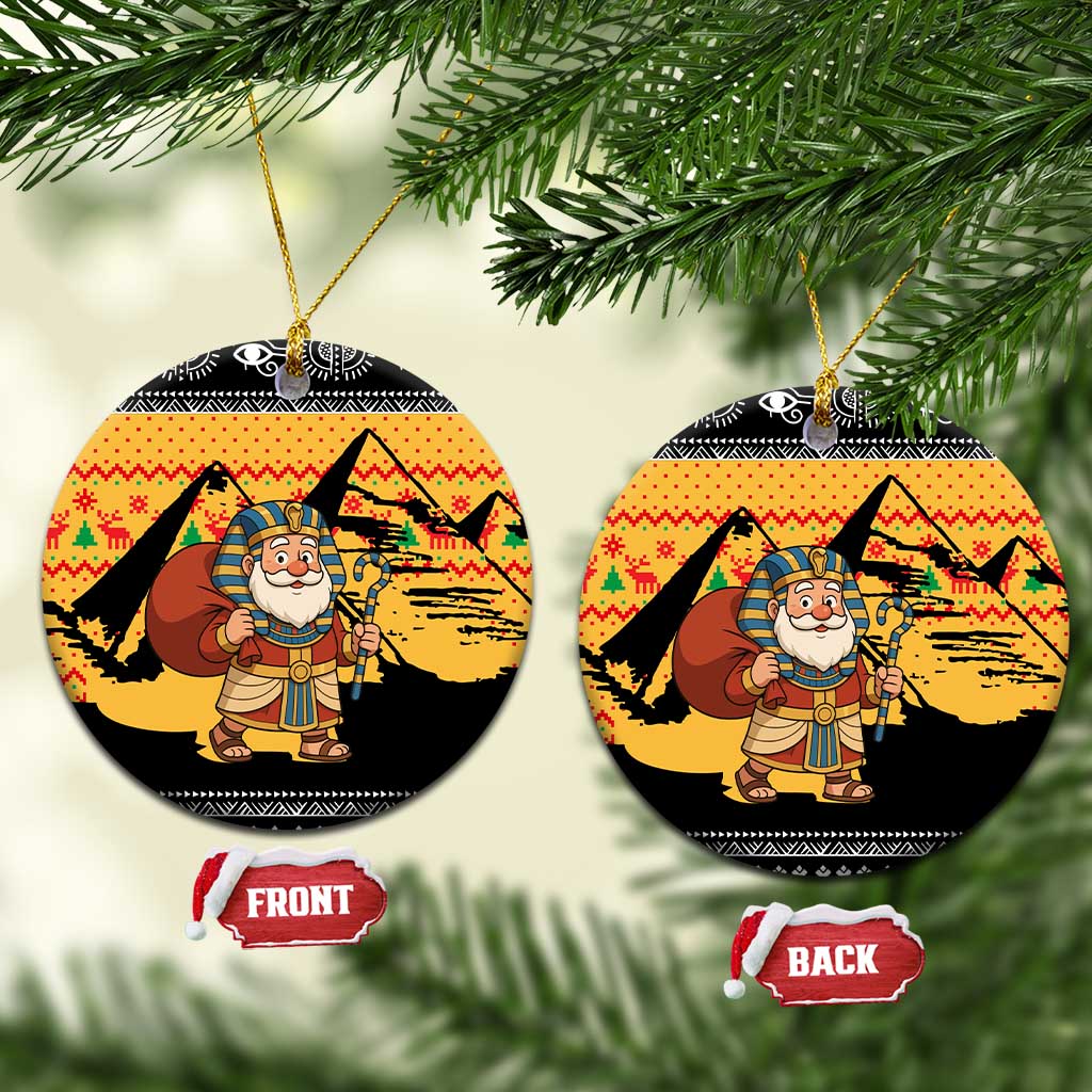 Egypt Christmas Ceramic Ornament Pharaoh Santa Pyramids Eye of Horus and Ancient Egyptian - African Pride