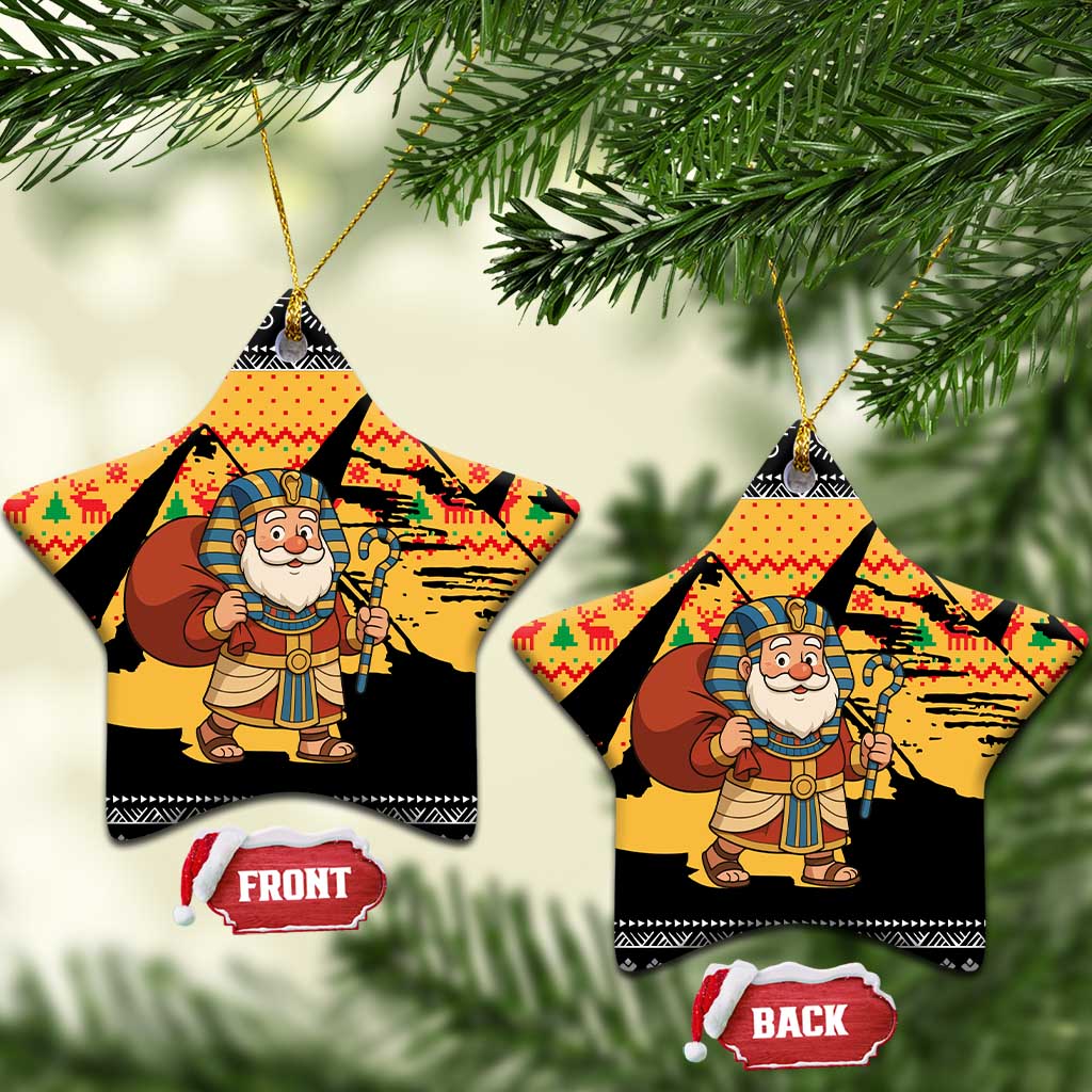 Egypt Christmas Ceramic Ornament Pharaoh Santa Pyramids Eye of Horus and Ancient Egyptian - African Pride