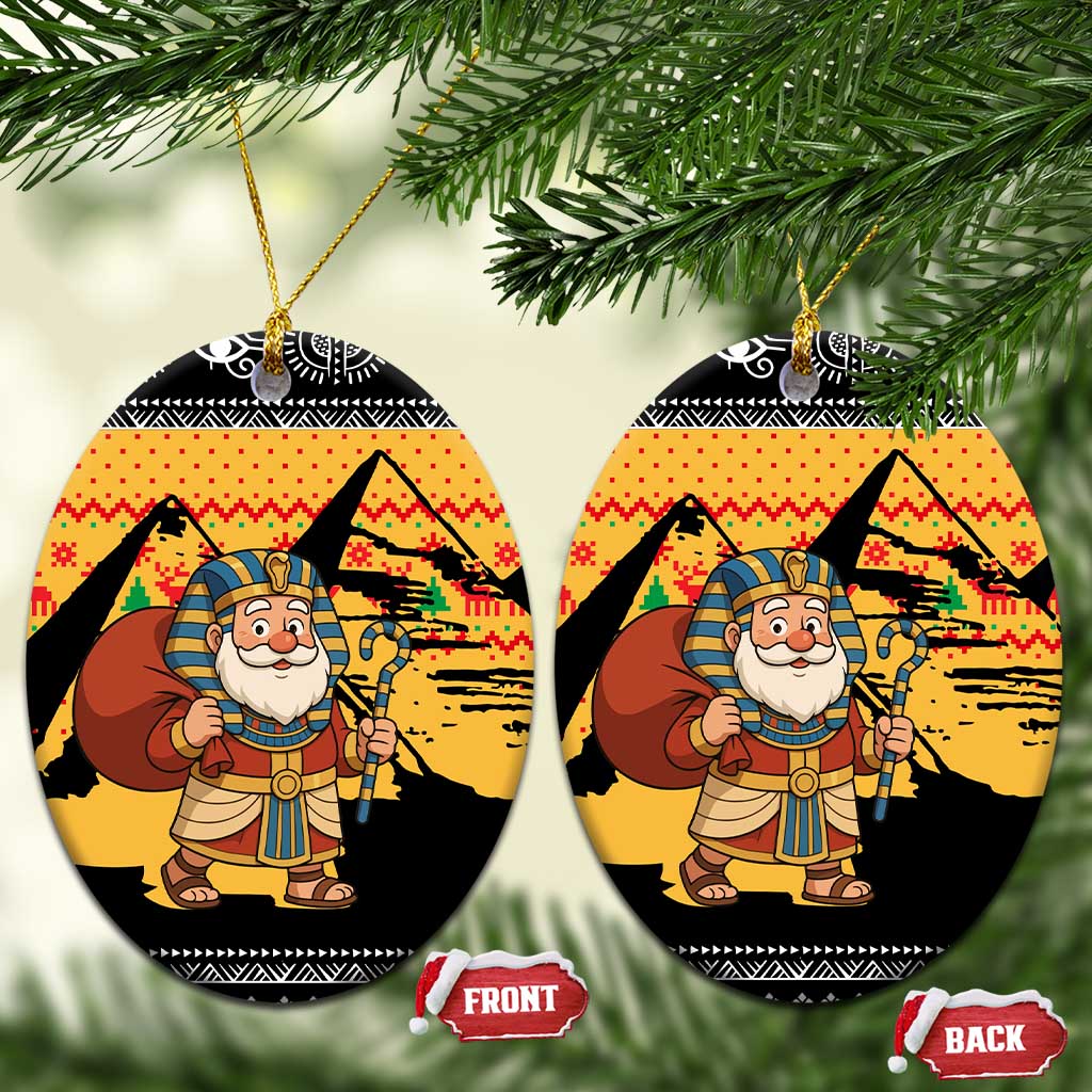 Egypt Christmas Ceramic Ornament Pharaoh Santa Pyramids Eye of Horus and Ancient Egyptian - African Pride