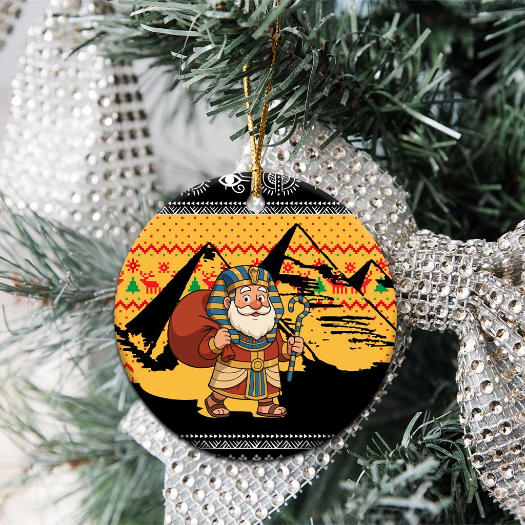 Egypt Christmas Ceramic Ornament Pharaoh Santa Pyramids Eye of Horus and Ancient Egyptian - African Pride