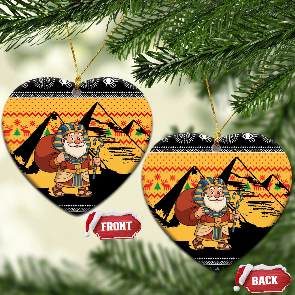 Egypt Christmas Ceramic Ornament Pharaoh Santa Pyramids Eye of Horus and Ancient Egyptian - African Pride