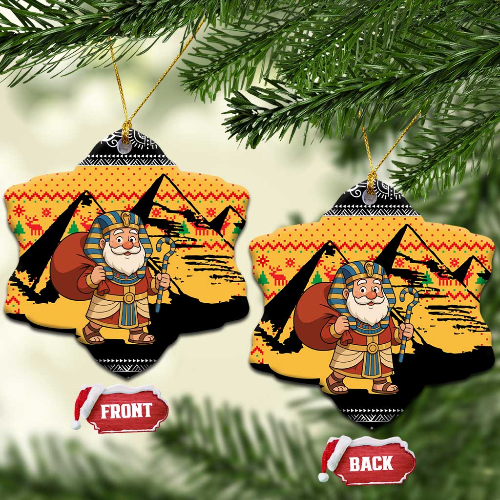 Egypt Christmas Ceramic Ornament Pharaoh Santa Pyramids Eye of Horus and Ancient Egyptian - African Pride
