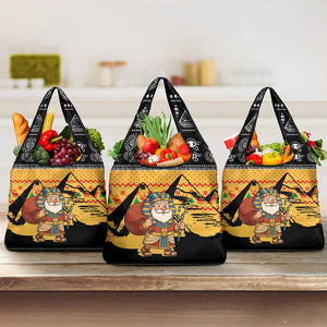 Egypt Christmas Grocery Bag Pharaoh Santa Pyramids Eye of Horus and Ancient Egyptian - African Pride