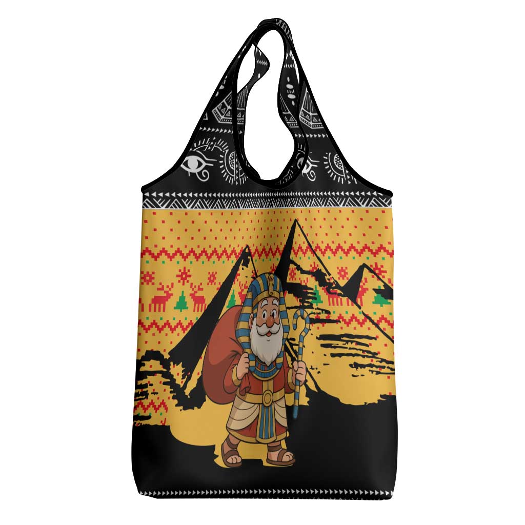 Egypt Christmas Grocery Bag Pharaoh Santa Pyramids Eye of Horus and Ancient Egyptian - African Pride