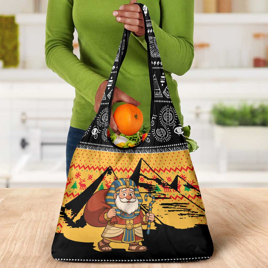 Egypt Christmas Grocery Bag Pharaoh Santa Pyramids Eye of Horus and Ancient Egyptian - African Pride