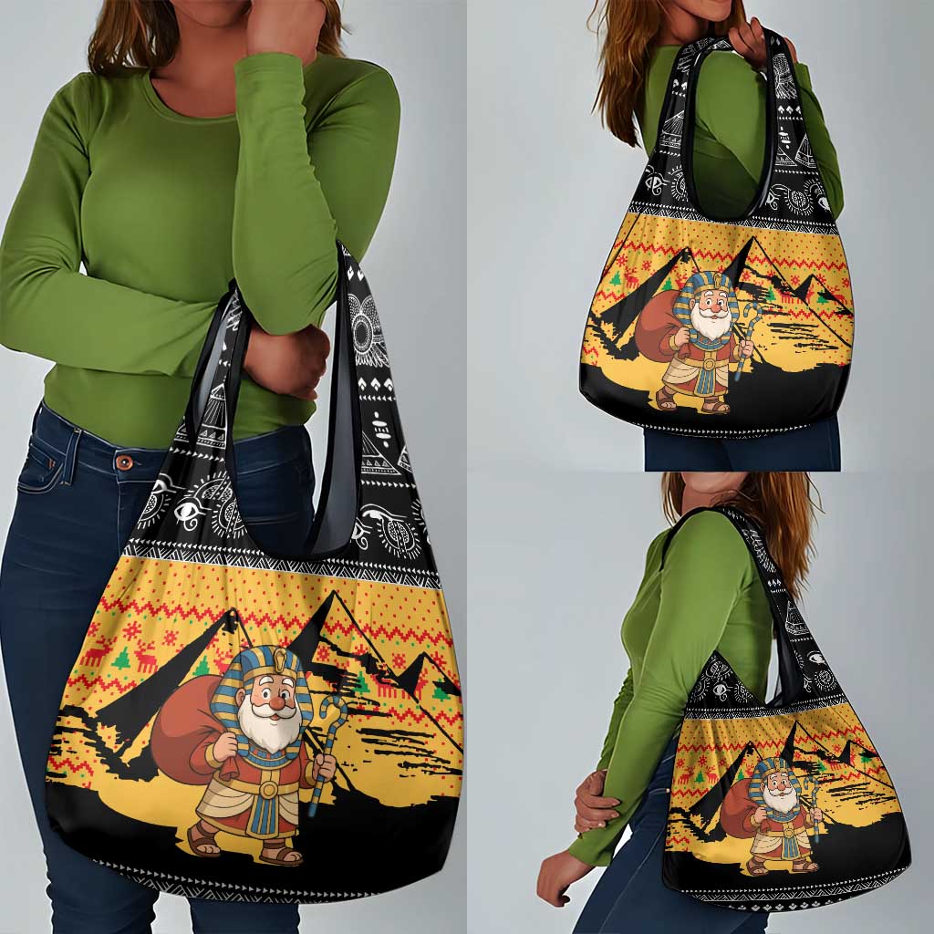 Egypt Christmas Grocery Bag Pharaoh Santa Pyramids Eye of Horus and Ancient Egyptian - African Pride