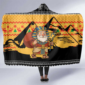 Egypt Christmas Hooded Blanket Pharaoh Santa Pyramids Eye of Horus and Ancient Egyptian - African Pride