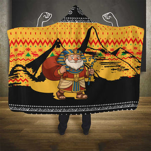 Egypt Christmas Hooded Blanket Pharaoh Santa Pyramids Eye of Horus and Ancient Egyptian - African Pride