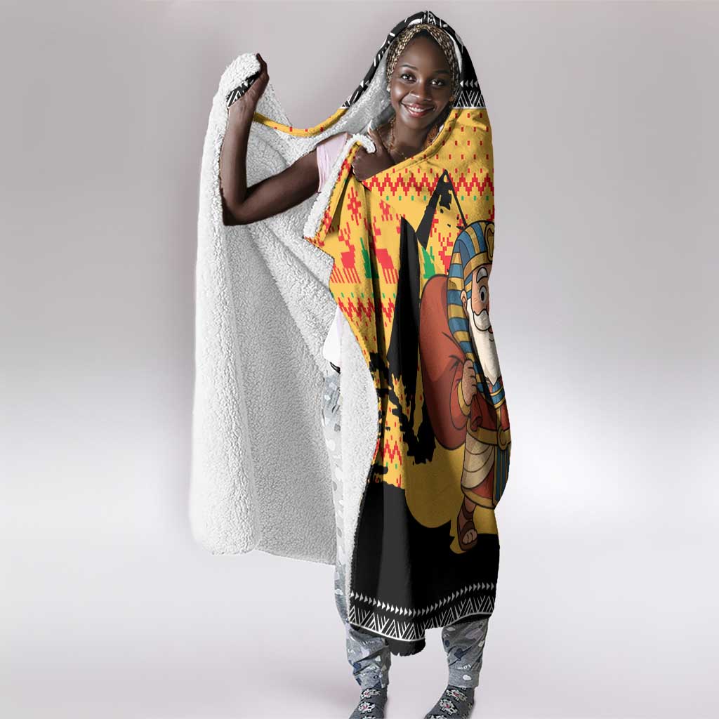 Egypt Christmas Hooded Blanket Pharaoh Santa Pyramids Eye of Horus and Ancient Egyptian - African Pride