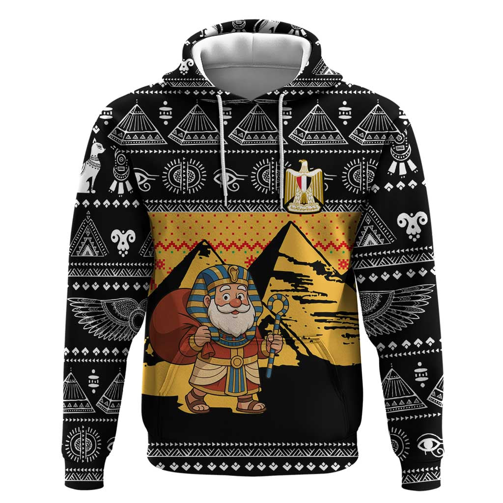 Egypt Christmas Hoodie Pharaoh Santa Pyramids Eye of Horus and Ancient Egyptian - African Pride