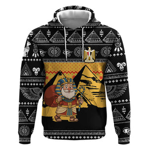 Egypt Christmas Hoodie Pharaoh Santa Pyramids Eye of Horus and Ancient Egyptian - African Pride