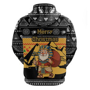 Egypt Christmas Hoodie Pharaoh Santa Pyramids Eye of Horus and Ancient Egyptian - African Pride