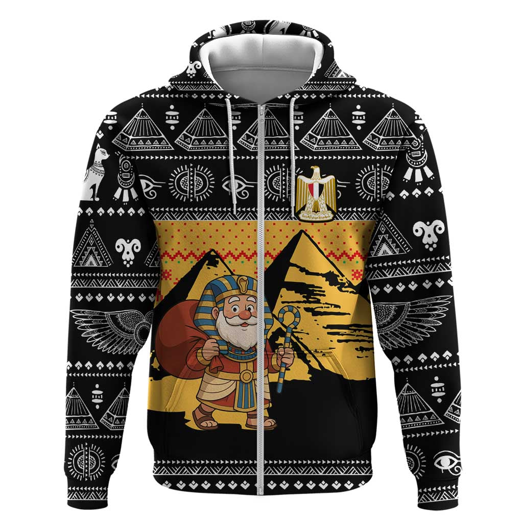 Egypt Christmas Hoodie Pharaoh Santa Pyramids Eye of Horus and Ancient Egyptian - African Pride