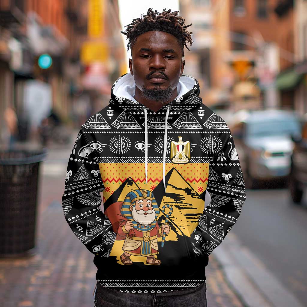 Egypt Christmas Hoodie Pharaoh Santa Pyramids Eye of Horus and Ancient Egyptian - African Pride