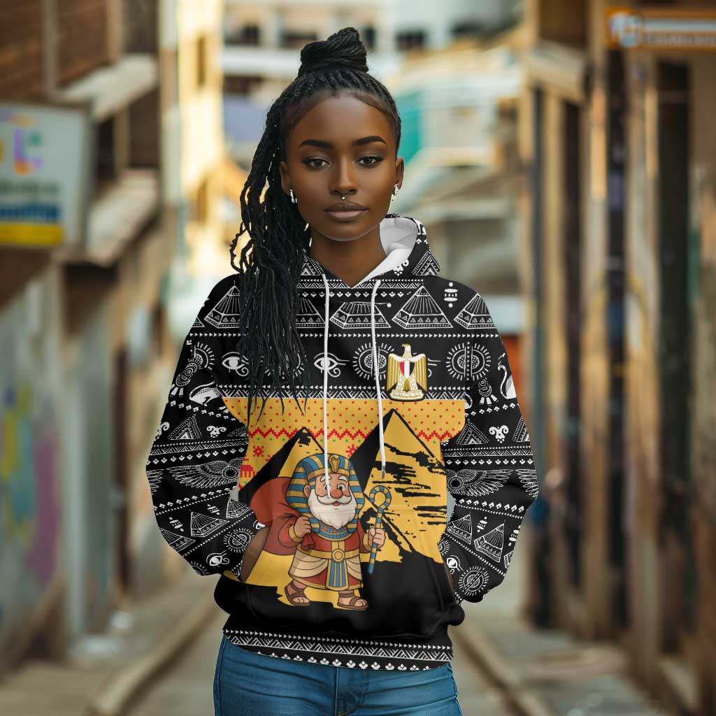 Egypt Christmas Hoodie Pharaoh Santa Pyramids Eye of Horus and Ancient Egyptian - African Pride