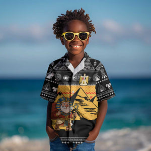 Egypt Christmas Kid Hawaiian Shirt Pharaoh Santa Pyramids Eye of Horus and Ancient Egyptian - African Pride