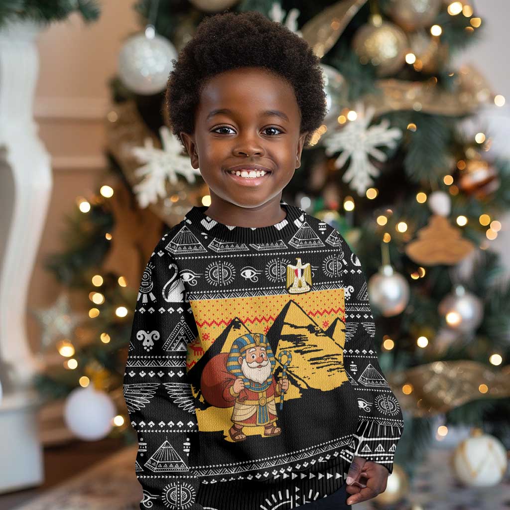 Egypt Christmas Kid Ugly Christmas Sweater Pharaoh Santa Pyramids Eye of Horus and Ancient Egyptian - African Pride
