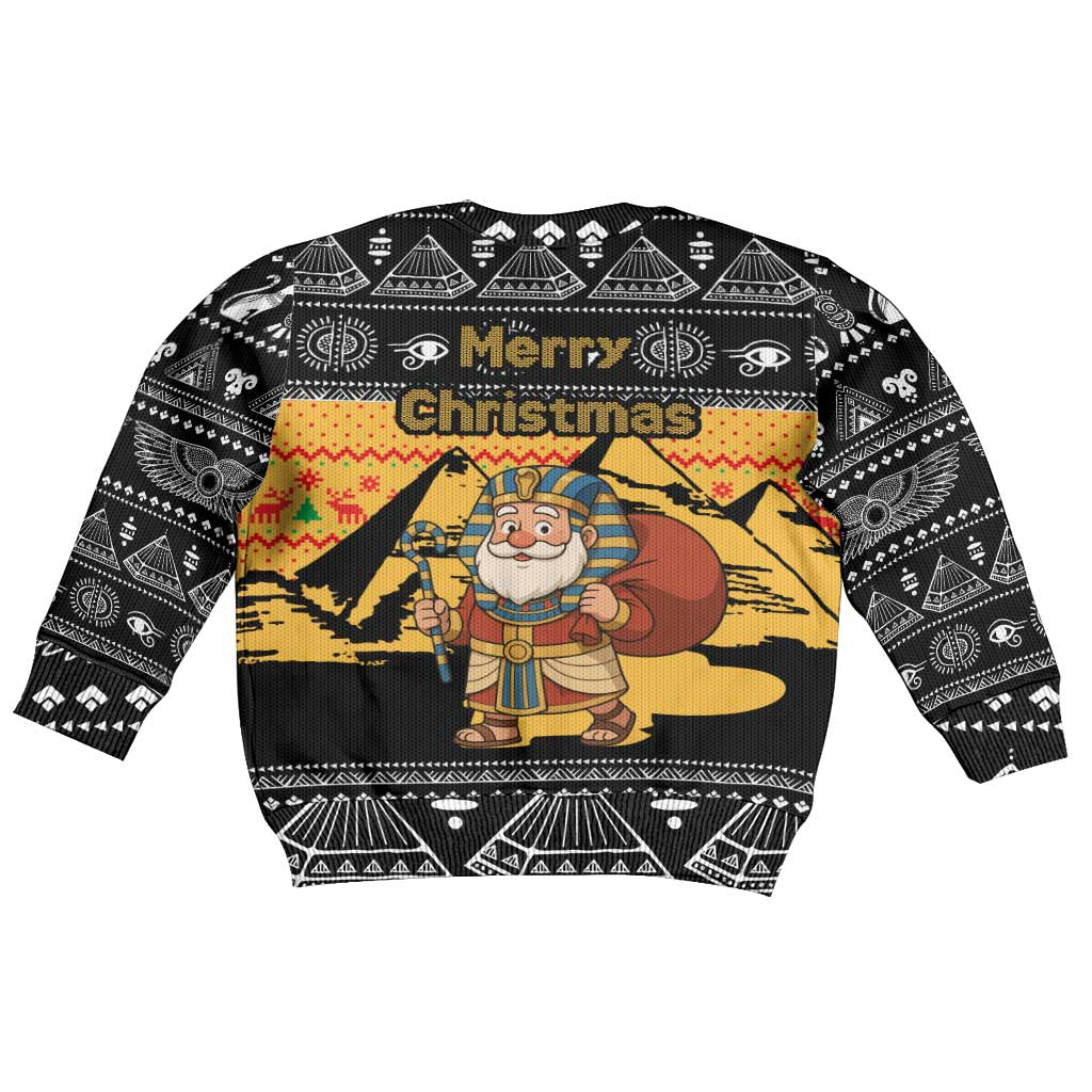 Egypt Christmas Kid Ugly Christmas Sweater Pharaoh Santa Pyramids Eye of Horus and Ancient Egyptian - African Pride