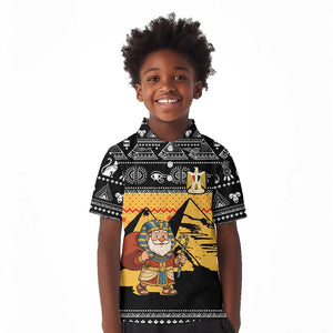 Egypt Christmas Kid Polo Shirt Pharaoh Santa Pyramids Eye of Horus and Ancient Egyptian - African Pride