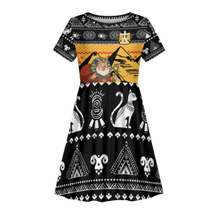 Egypt Christmas Kid Short Sleeve Dress Pharaoh Santa Pyramids Eye of Horus and Ancient Egyptian - African Pride
