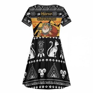 Egypt Christmas Kid Short Sleeve Dress Pharaoh Santa Pyramids Eye of Horus and Ancient Egyptian - African Pride