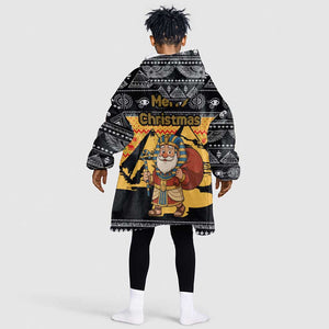 Egypt Christmas Kid Wearable Blanket Hoodie Pharaoh Santa Pyramids Eye of Horus and Ancient Egyptian - African Pride