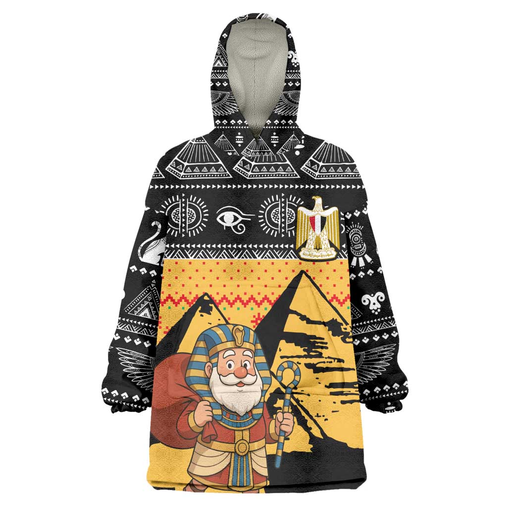 Egypt Christmas Kid Wearable Blanket Hoodie Pharaoh Santa Pyramids Eye of Horus and Ancient Egyptian - African Pride