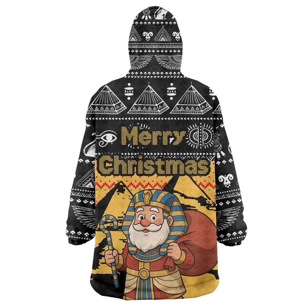 Egypt Christmas Kid Wearable Blanket Hoodie Pharaoh Santa Pyramids Eye of Horus and Ancient Egyptian - African Pride