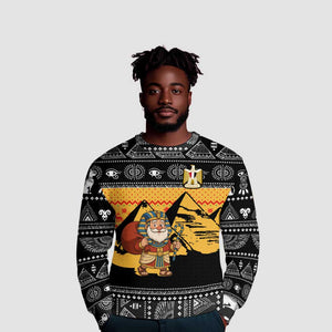 Egypt Christmas Ugly Christmas Sweater Pharaoh Santa Pyramids Eye of Horus and Ancient Egyptian - African Pride