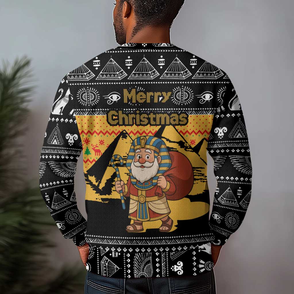 Egypt Christmas Ugly Christmas Sweater Pharaoh Santa Pyramids Eye of Horus and Ancient Egyptian - African Pride