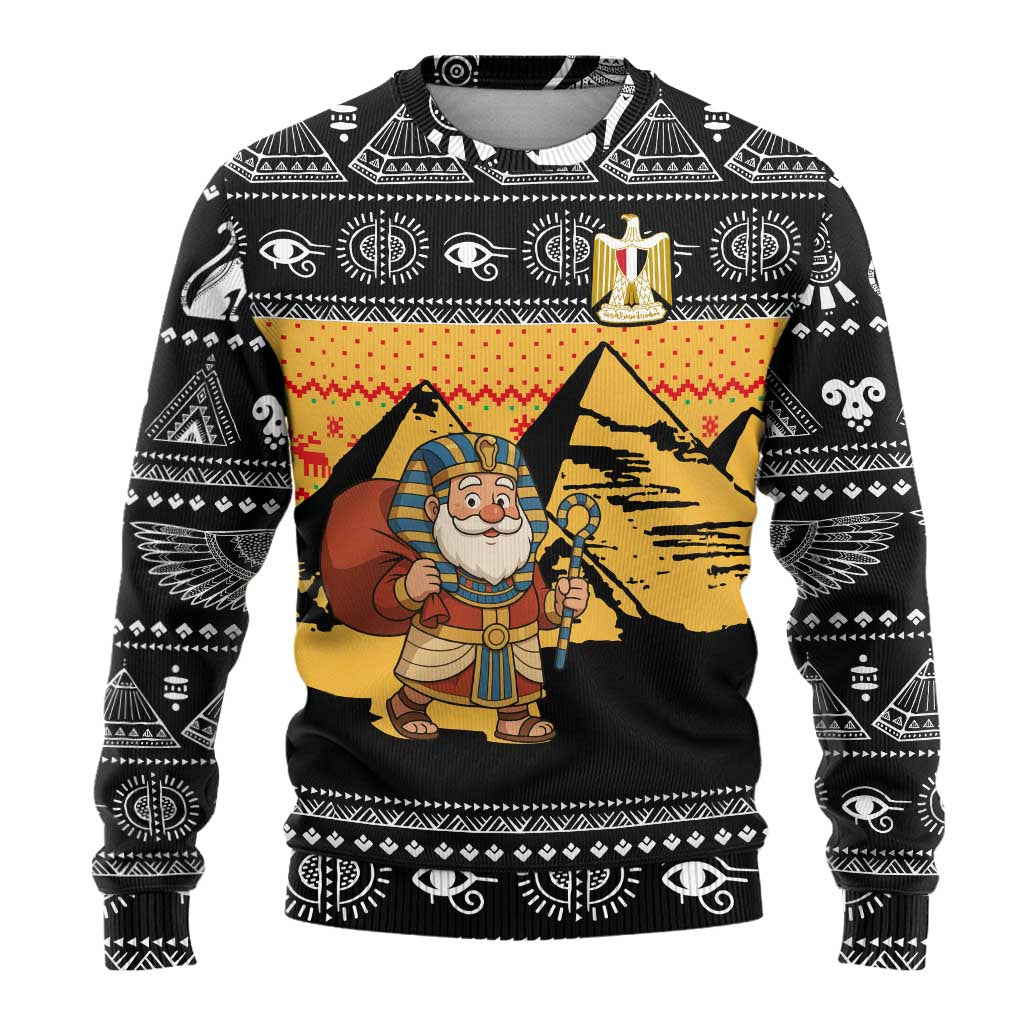 Egypt Christmas Ugly Christmas Sweater Pharaoh Santa Pyramids Eye of Horus and Ancient Egyptian - African Pride