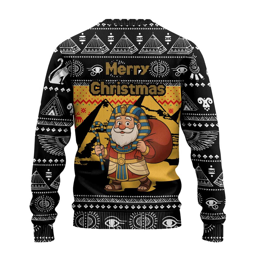 Egypt Christmas Ugly Christmas Sweater Pharaoh Santa Pyramids Eye of Horus and Ancient Egyptian - African Pride