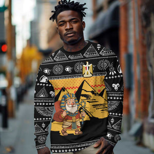 Egypt Christmas Long Sleeve Shirt Pharaoh Santa Pyramids Eye of Horus and Ancient Egyptian - African Pride