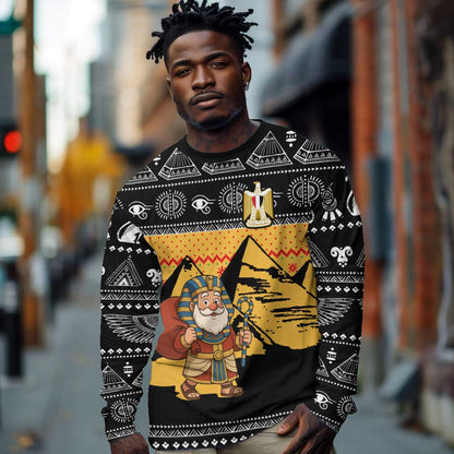 Egypt Christmas Long Sleeve Shirt Pharaoh Santa Pyramids Eye of Horus and Ancient Egyptian - African Pride