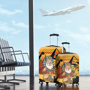 Egypt Christmas Luggage Cover Pharaoh Santa Pyramids Eye of Horus and Ancient Egyptian - African Pride