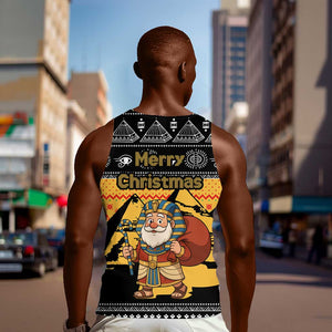 Egypt Christmas Men Tank Top Pharaoh Santa Pyramids Eye of Horus and Ancient Egyptian - African Pride