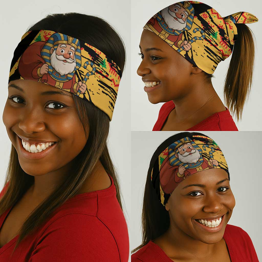 Egypt Christmas Neck Gaiter Pharaoh Santa Pyramids Eye of Horus and Ancient Egyptian - African Pride