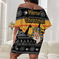 Egypt Christmas Off Shoulder Short Dress Pharaoh Santa Pyramids Eye of Horus and Ancient Egyptian - African Pride