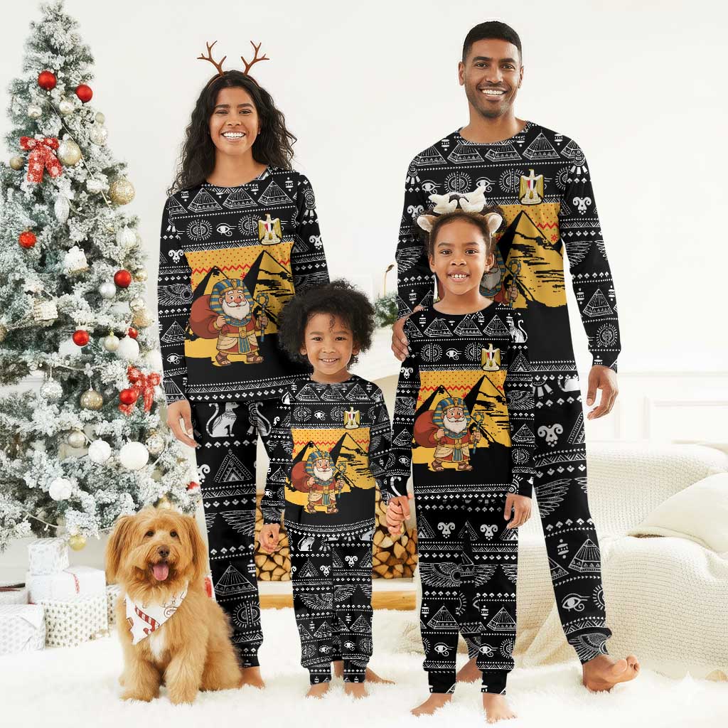 Egypt Christmas Pajama Set Pharaoh Santa Pyramids Eye of Horus and Ancient Egyptian - African Pride
