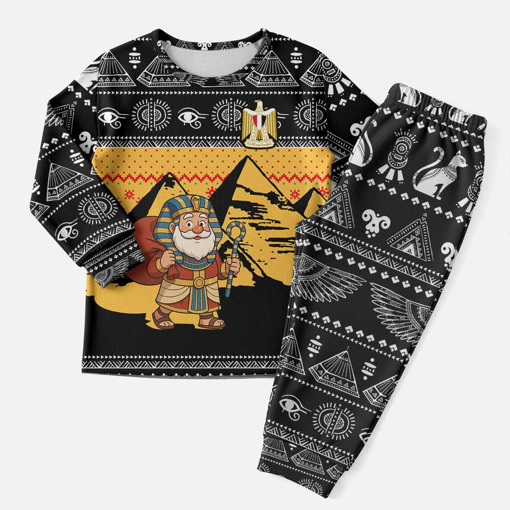 Egypt Christmas Pajama Set Pharaoh Santa Pyramids Eye of Horus and Ancient Egyptian - African Pride